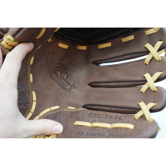 Rawlings Leather Baseball Glove RBG36BC 12.5 in Brown Right Hand Throw - Picture 7 of 7
